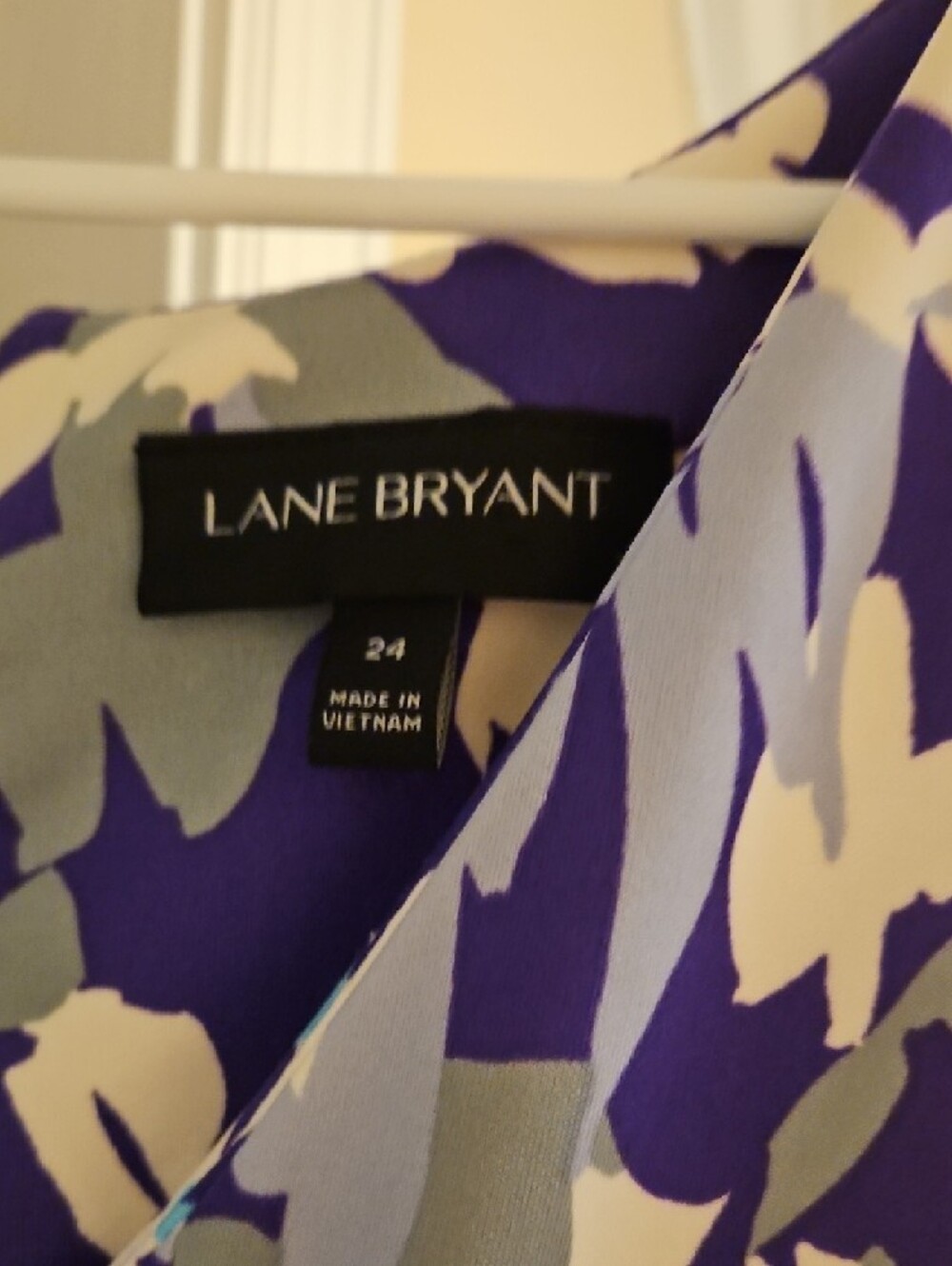 Lane Bryant Purple Floral Midi Dress with Blue and Cream Accents - Picture 2 of 4